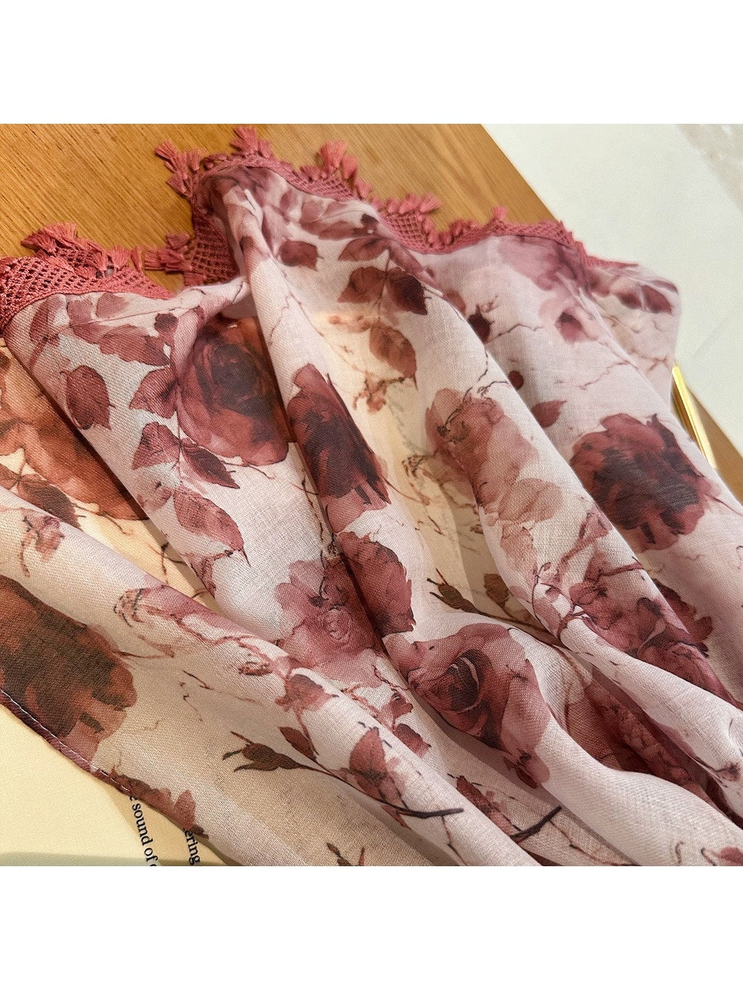 Scarvii - Lightweight Pink Floral Print Wrap Scarf