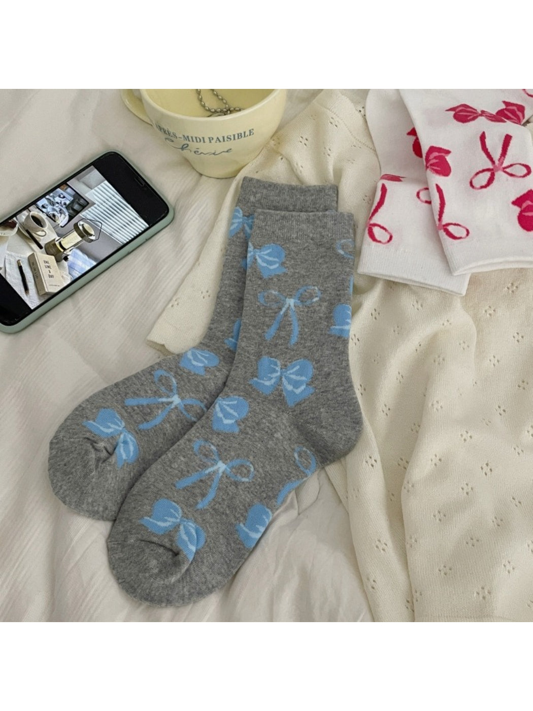 Rufia - Bow Pattern Crew Socks