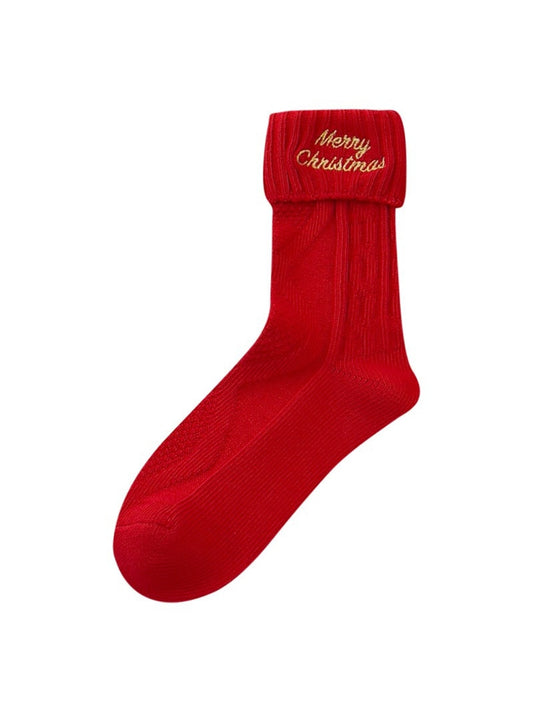 Rufia - Cute Holiday Motif Ribbed Crew Socks