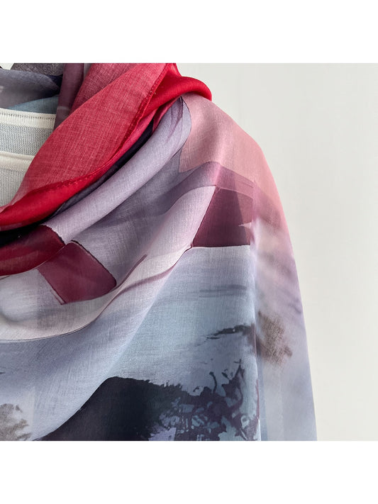 Scarvii - Soft Tone Abstract Printed Summer Wrap Scarf