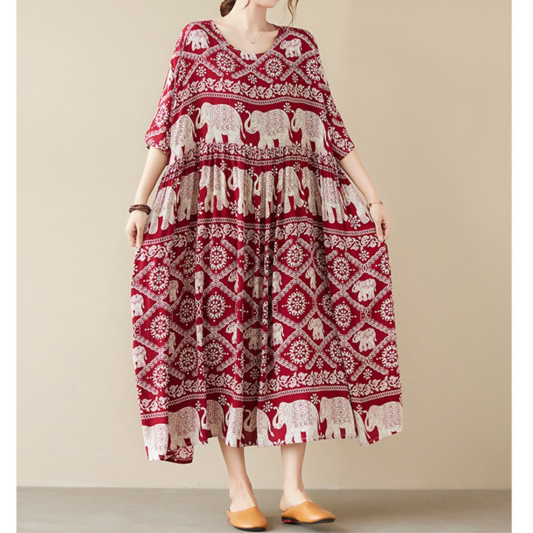 Troposa - Plus Size Boho Dress with Pockets