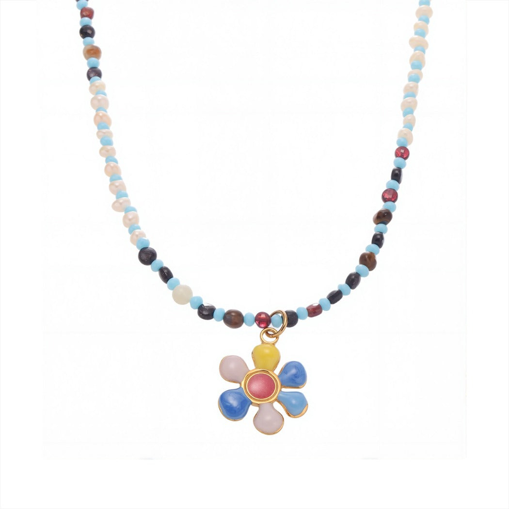 Bauai - Colorful Flat Bead Pendant Necklace - Elegant & Charming