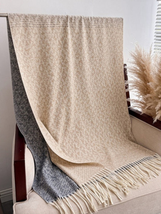 Scarvii - Color-Block Textured Fringe Scarf – Warm & Stylish