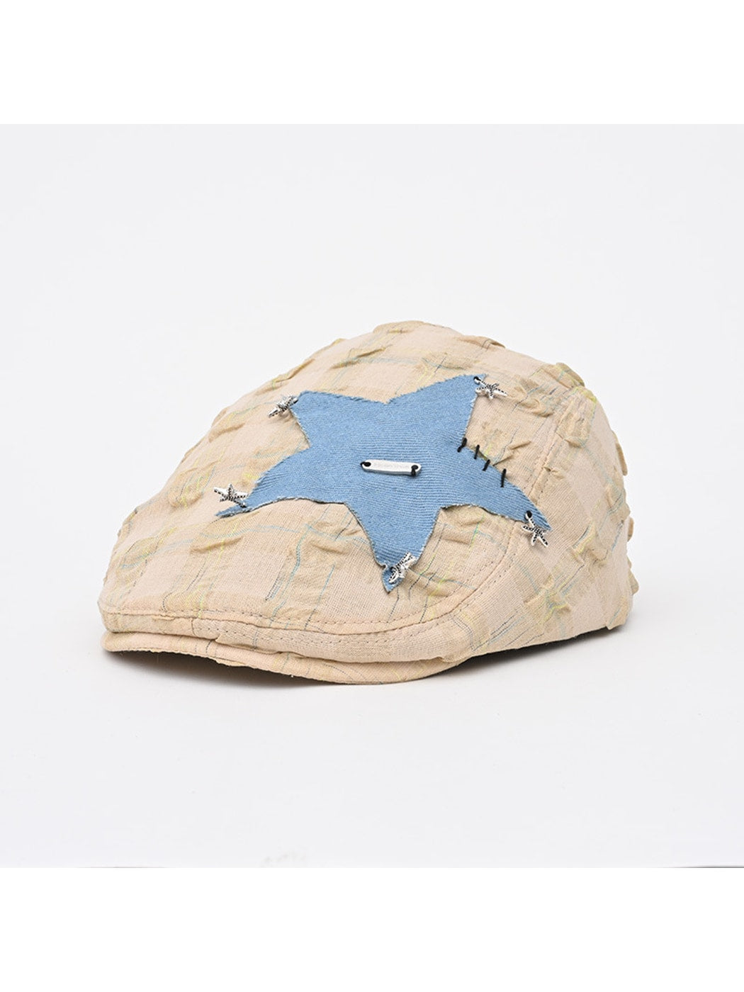 Haila - Vintage Plaid Patchwork Short Brim Beret