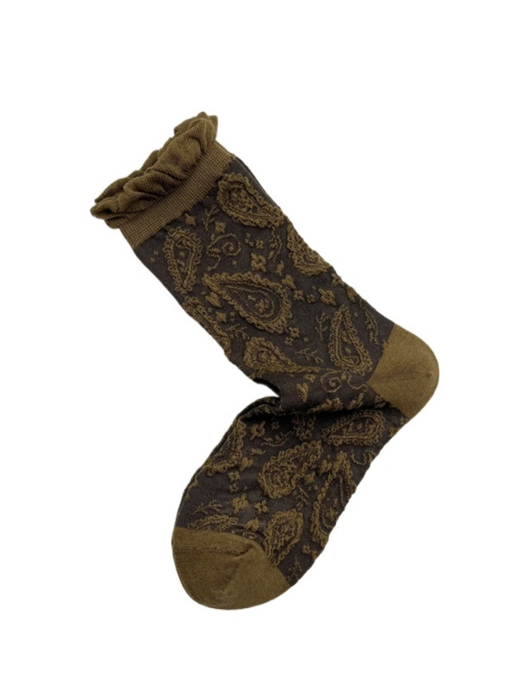 Rufia - Retro Mid-calf Socks with Cashew Flower Patterns