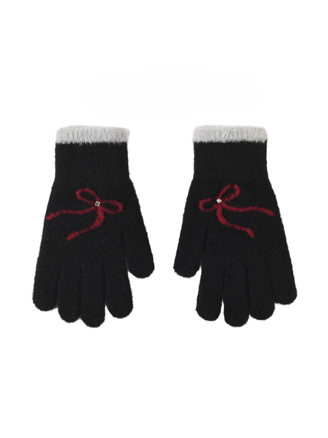 Gloving - Bow Pattern Soft Knit Gloves