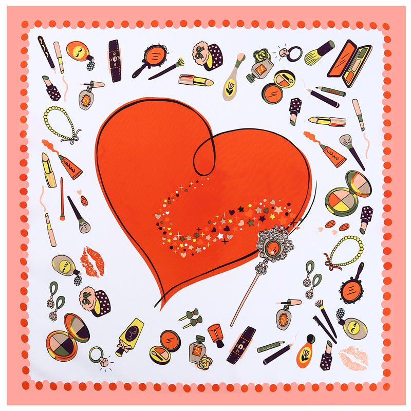 Scravii - 60cm Twill Scarf with Heart Pattern