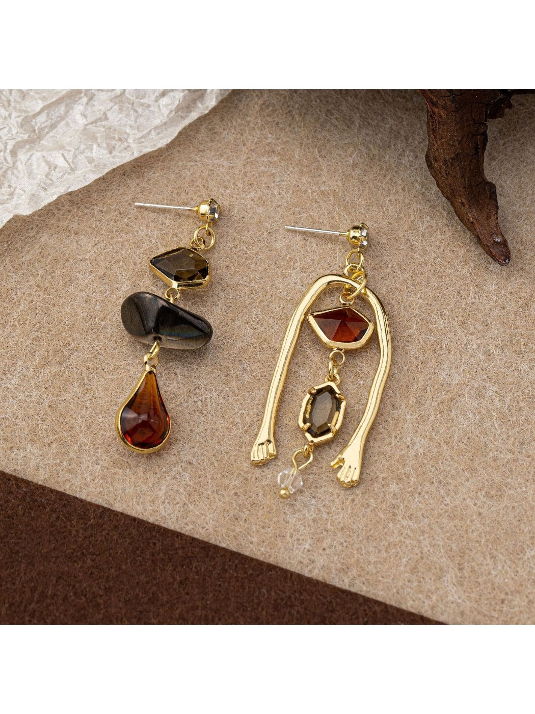 Earwish - Vintage Asymmetric Earrings - French Artistic Style
