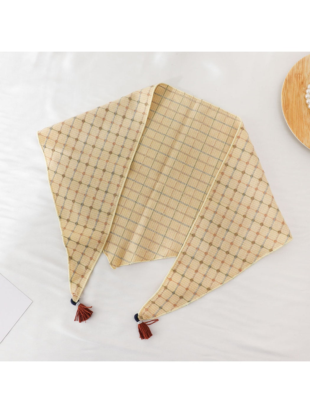 Scarvii - Plaid Fringe Retro Style Triangle Bandana