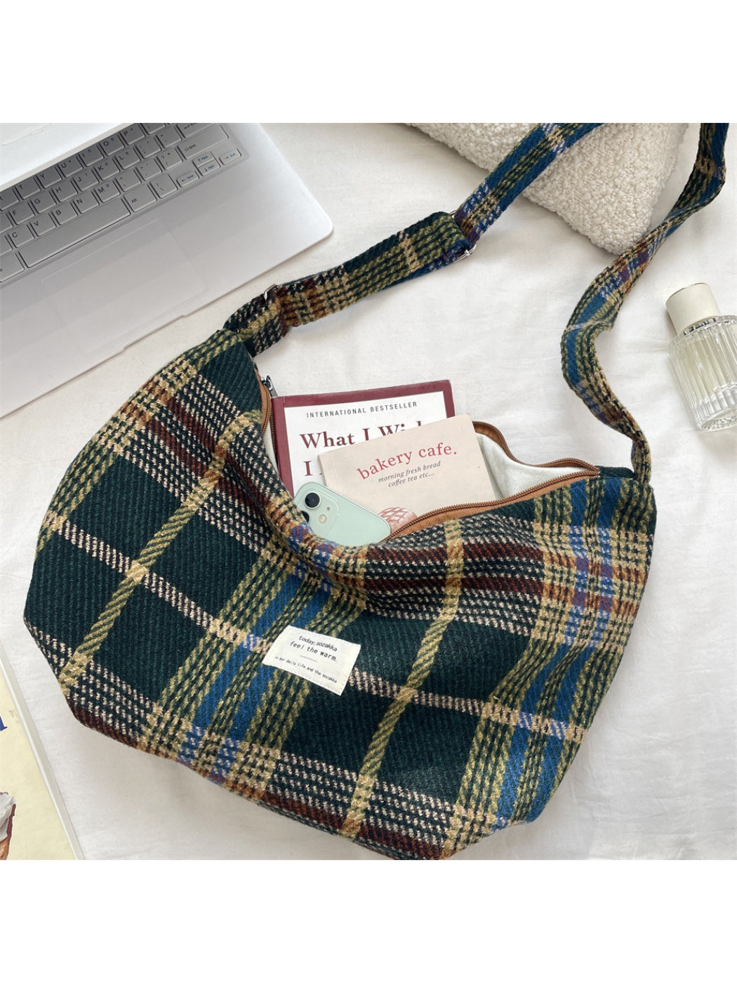 Cosbai - Classic Plaid Underarm Shoulder Bag
