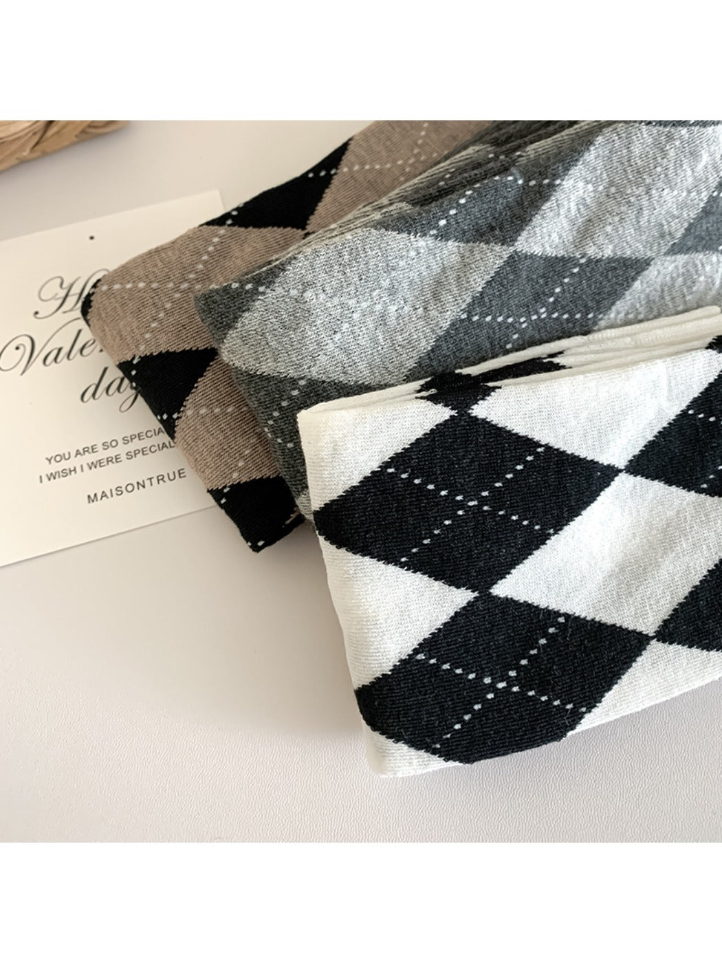 Rufia - Knee-High Socks with Diamond Patterns