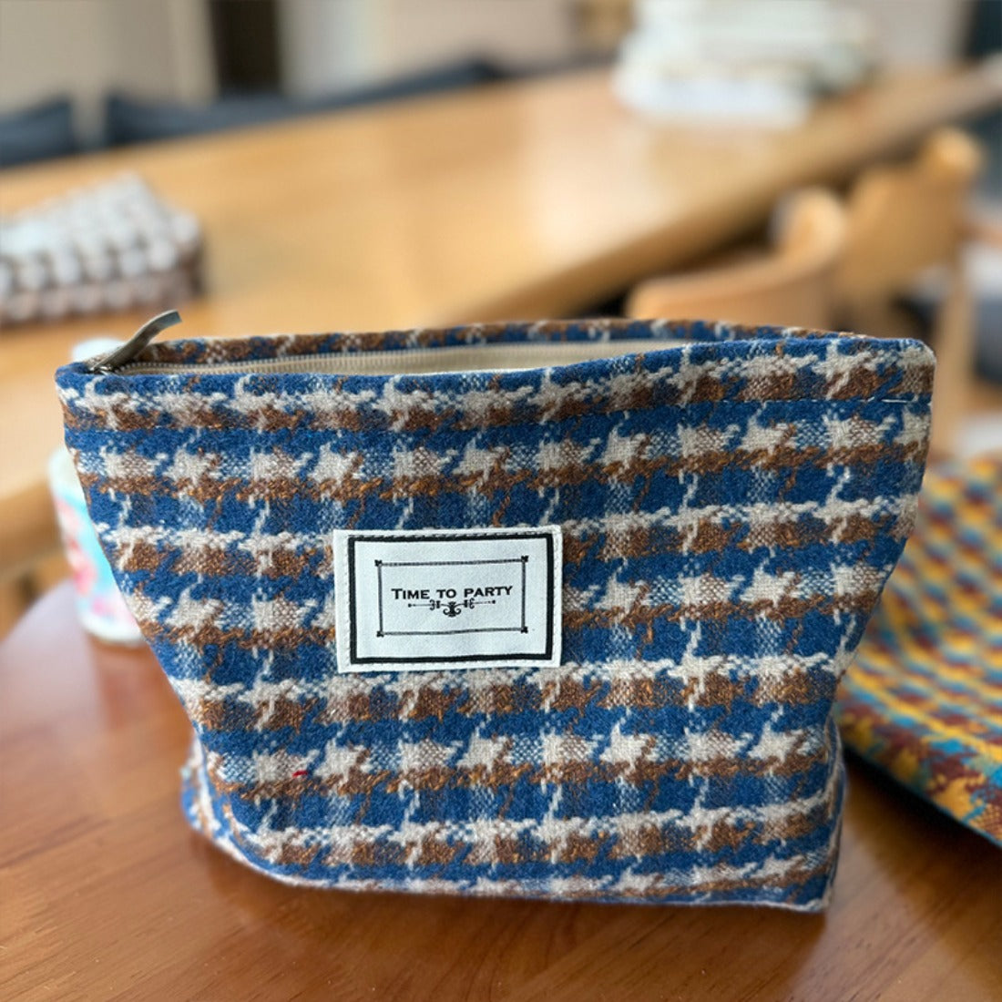 Cosbai - Houndstooth Canvas Cosmetic Bag