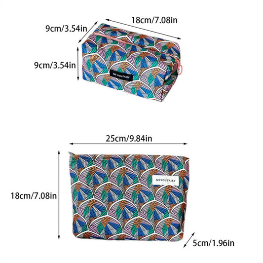 Cosbai - Colorful Fan-Print Makeup Bag - Practical & Basic