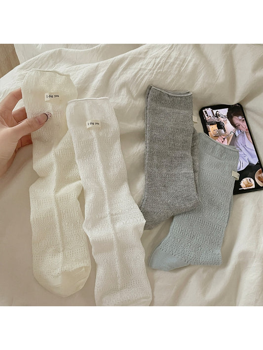 Rufia - Minimal Hollow Out Casual Crew Socks