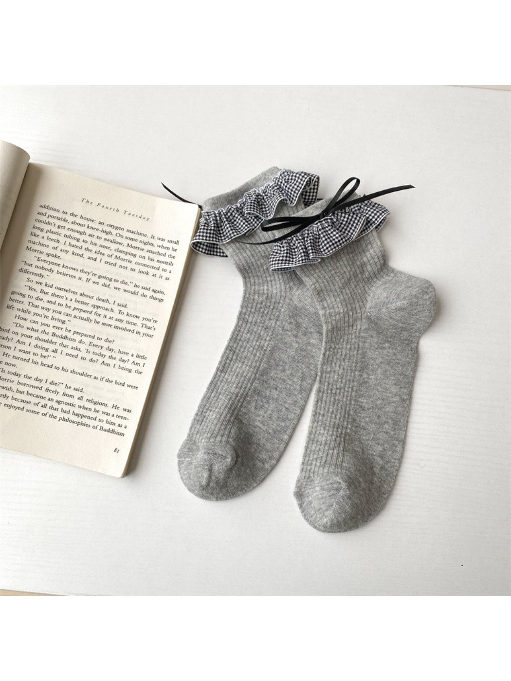 Rufia - Sweet Gingham Ruffle Crew Socks