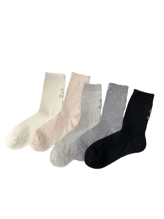 Rufia - Everyday Solid Rib Knit Crew Socks