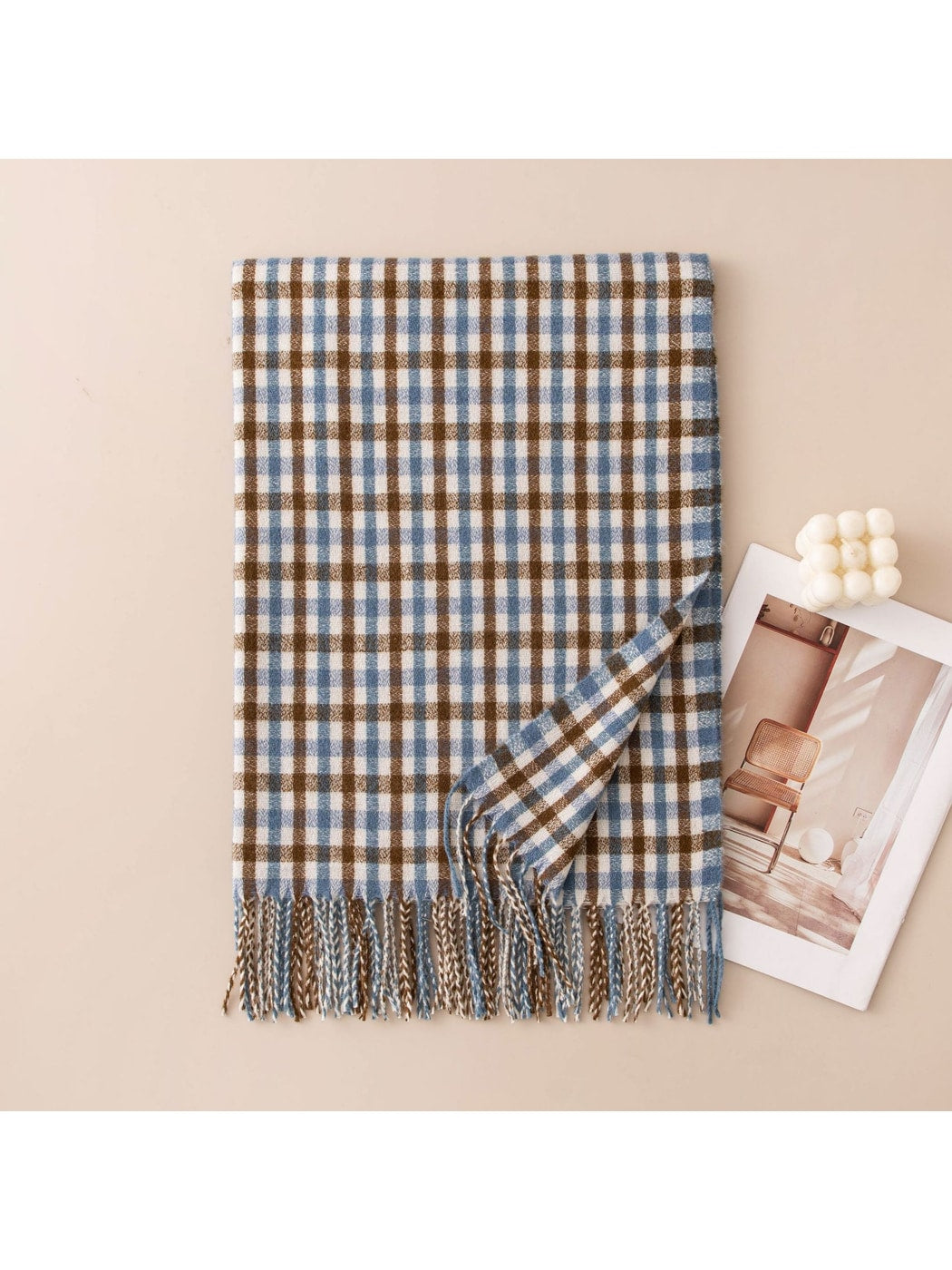 Scarvii - Preppy Classic Plaid Tassel Wrap Scarf
