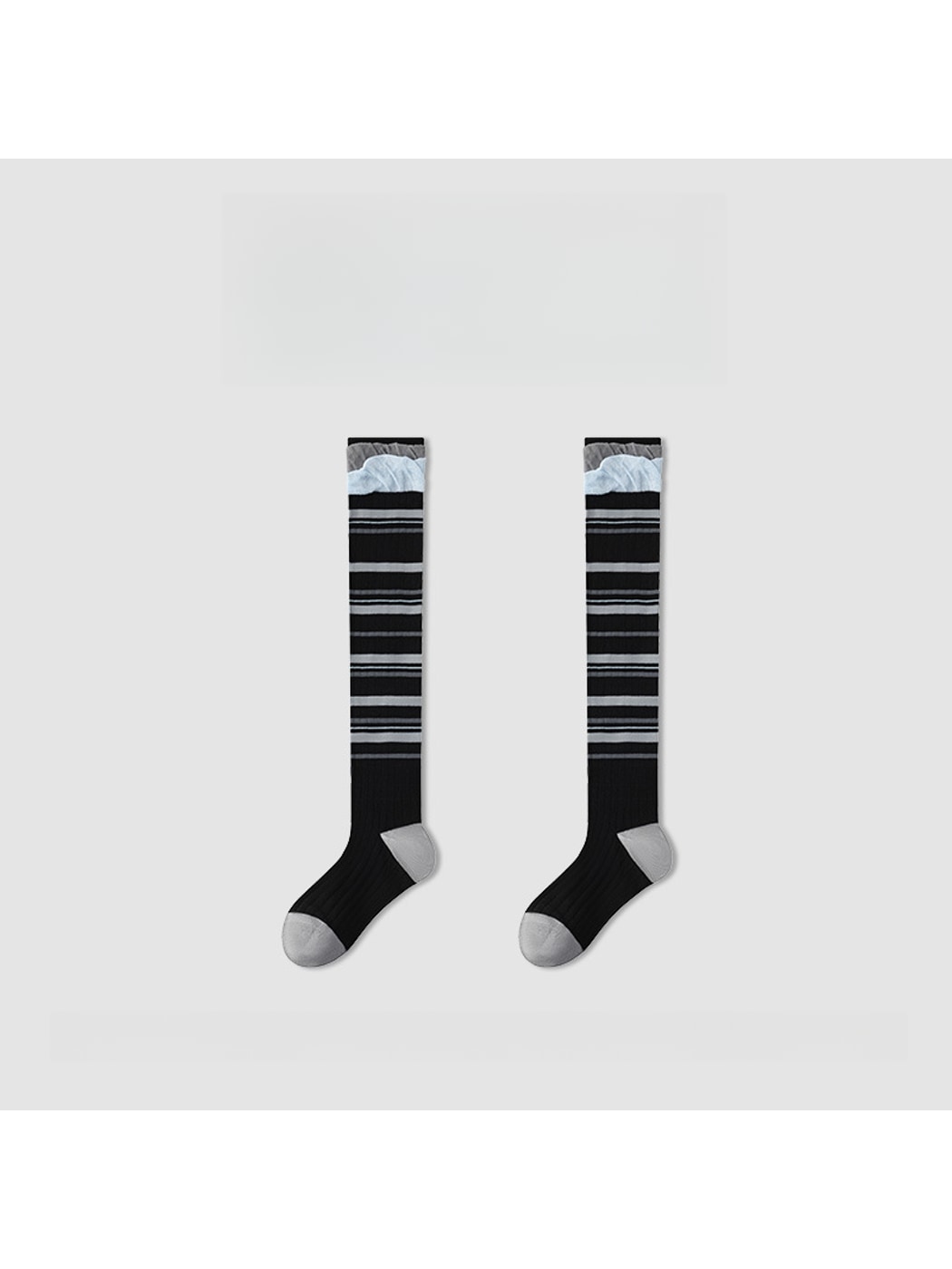 Rufia - Striped Ribbed Casual Knee-high Socks