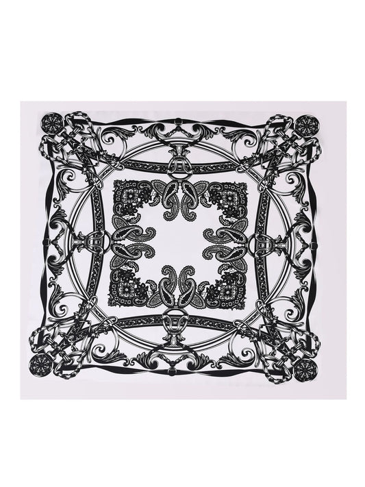 Scarvii - Elegant Black and White Print Square Scarf