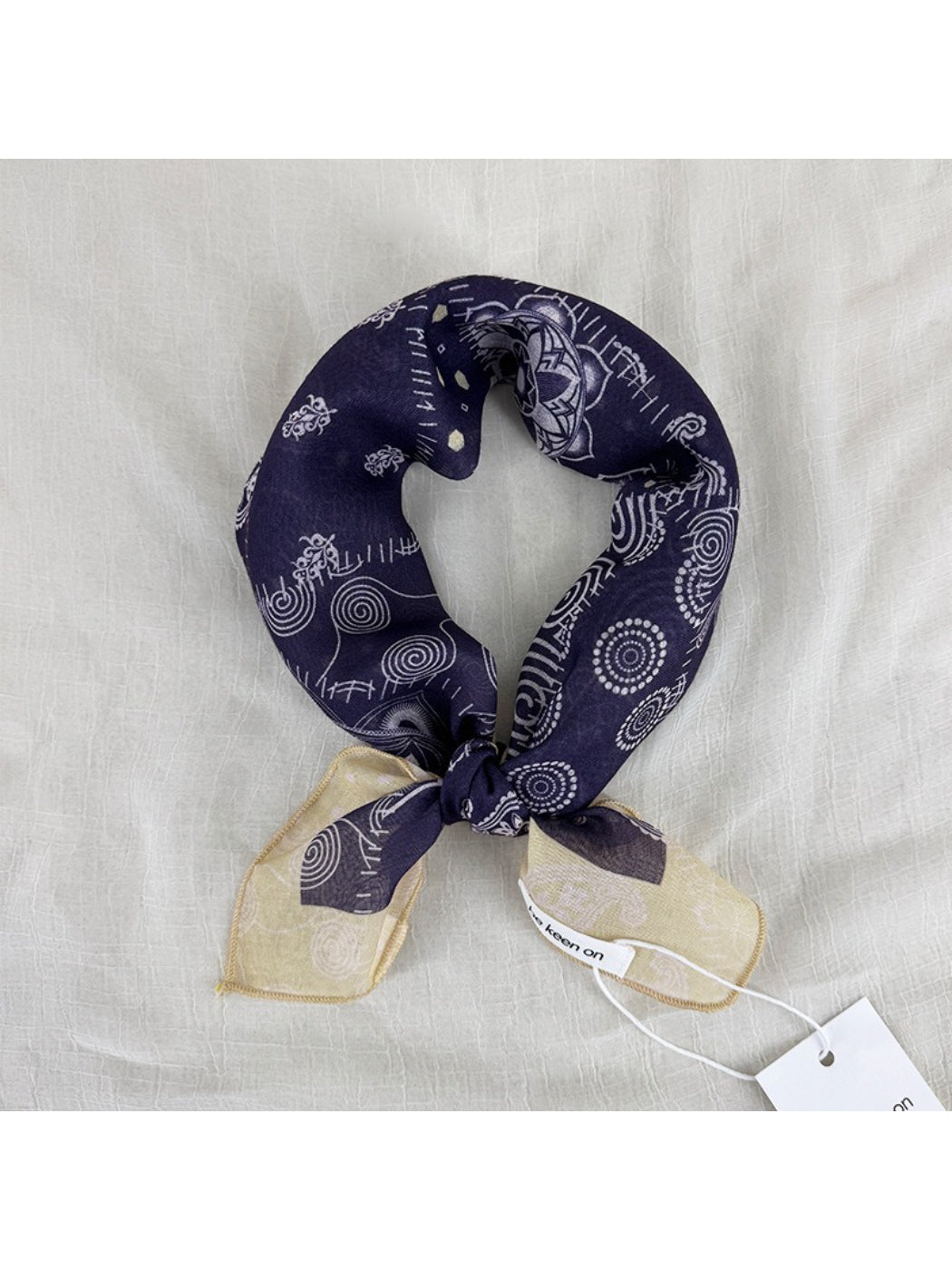 Scarvii Patchwork Paisley Square Scarf laid flat showing full square shape and intricate paisley patchwork