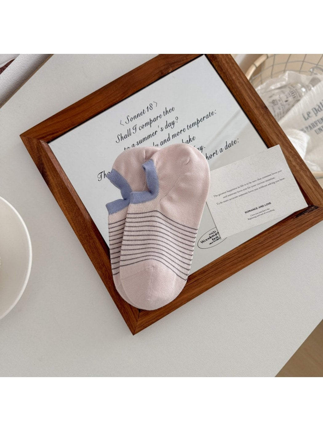 Rufia - Striped Liner Socks with Contrast Cuff