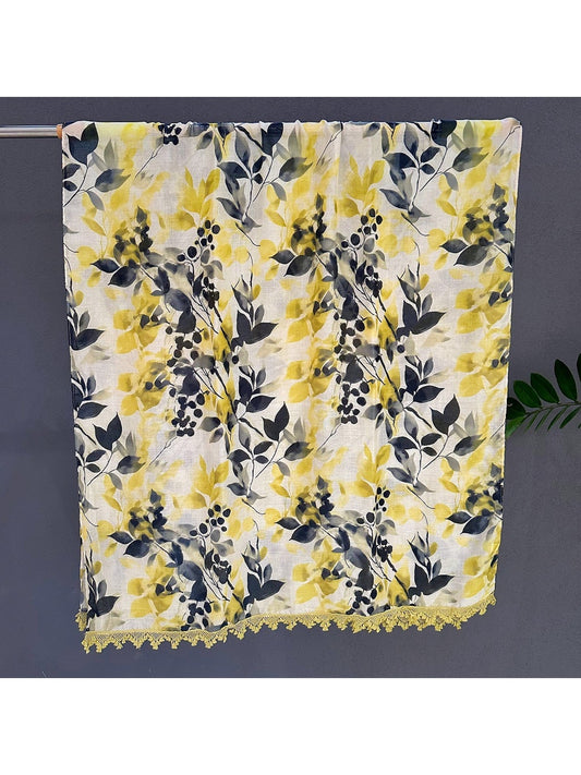 Scarvii - Yellow Botanical Print Summer Wrap Scarf