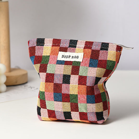 Cosbai - Vintage Colorful Patchwork Clutch Bag With Zipper