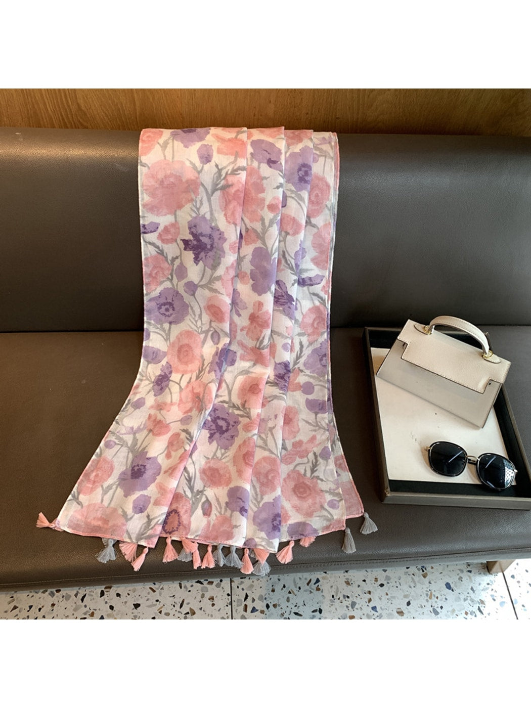 Scarvii - Romantic Blossom Print Shawl Scarf