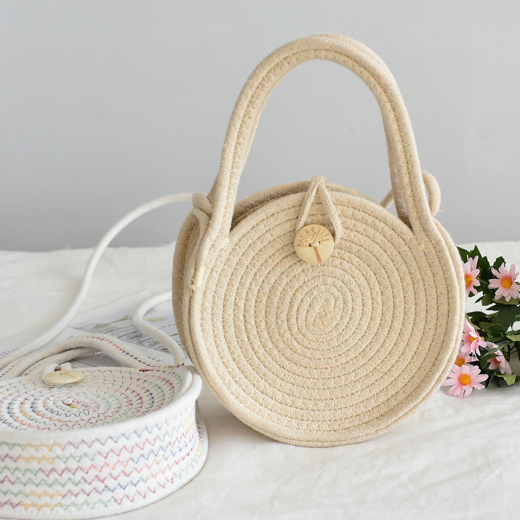 Cosbai - Boho Woven Tote Bag with Button Closure