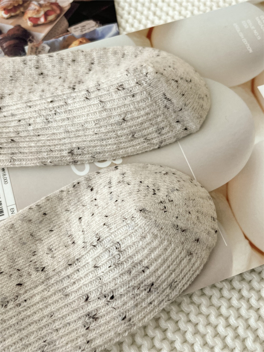 Rufia - Speckled Rib Knit Crew Socks