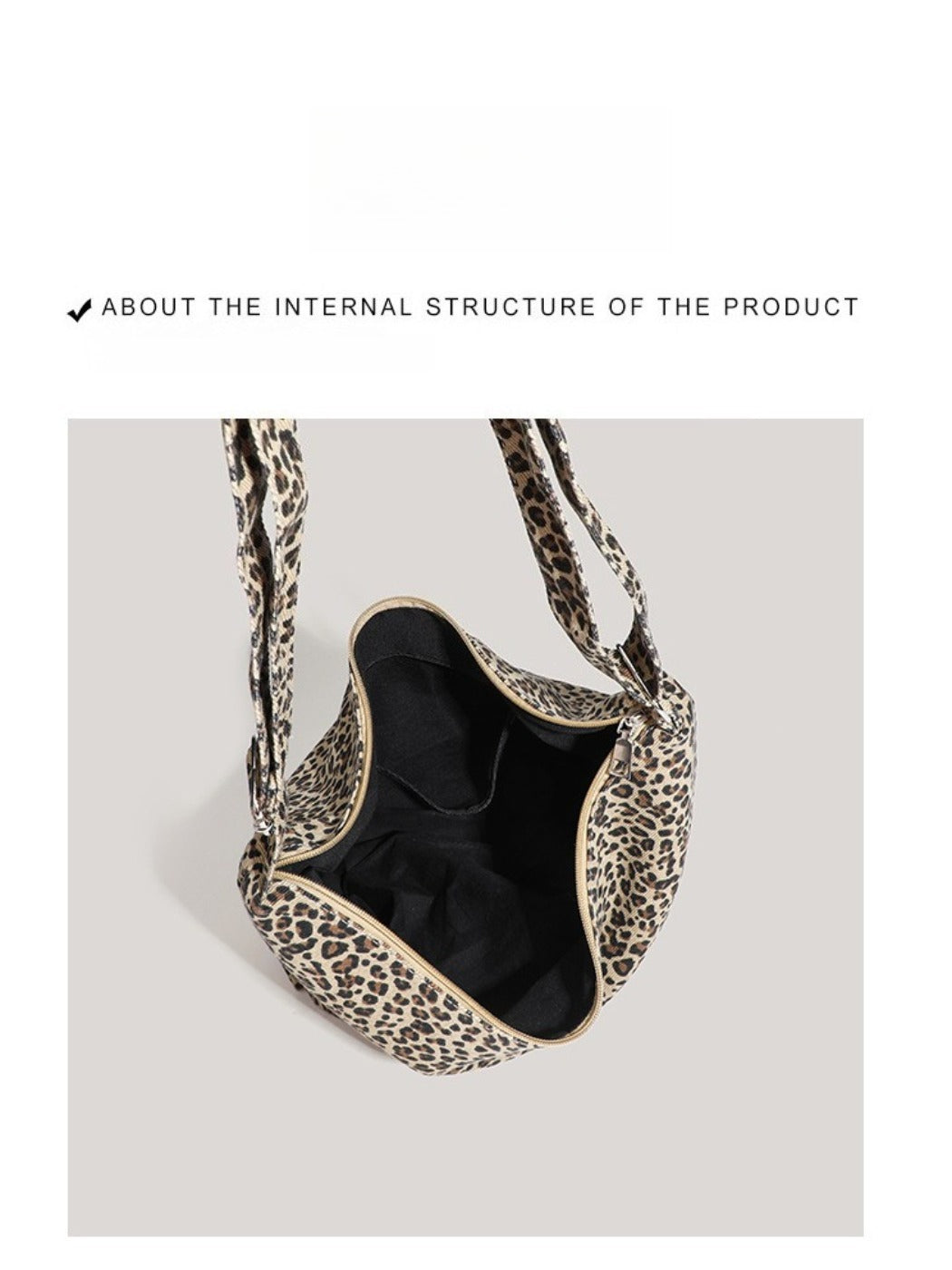 Cosbai - Large Capacity Single-shoulder Canvas Bag with Leopard Print