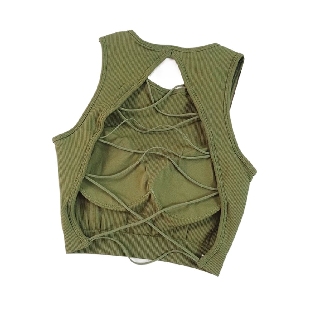 Stepo - Cross-Back Fitted Sports Bra Yoga Camisole