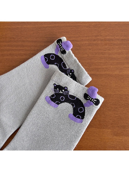Rufia - Cute Cartoon Cat Pattern Women's Crew Socks