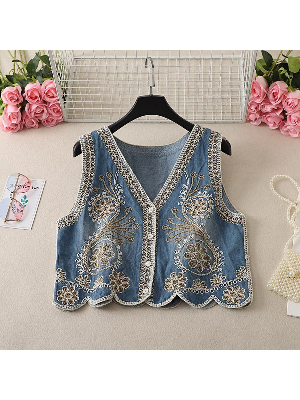 Crosa - Mixed Patterns Embroidered Vest