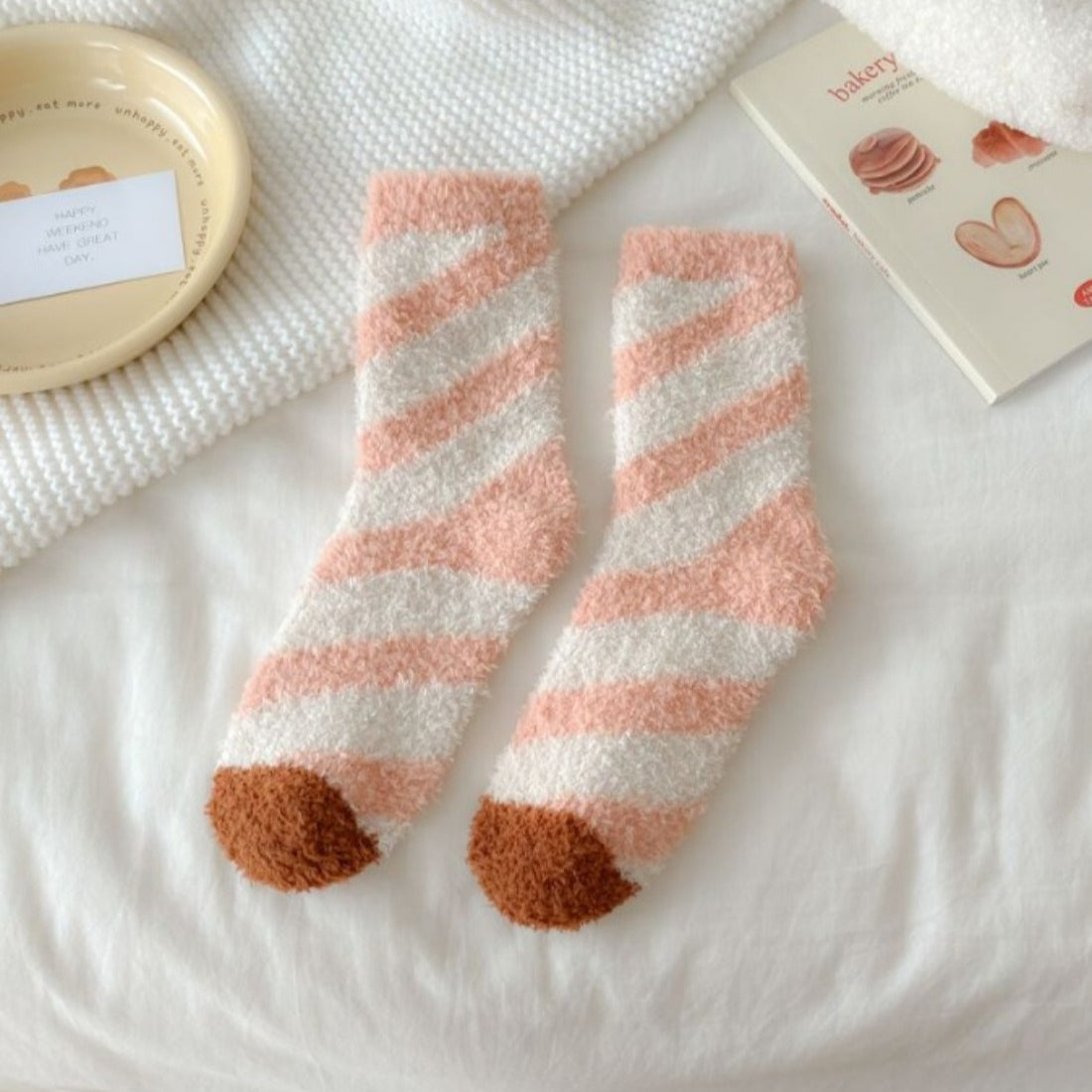 Rufia - Ice Cream Color Coral Fleece Warm Socks