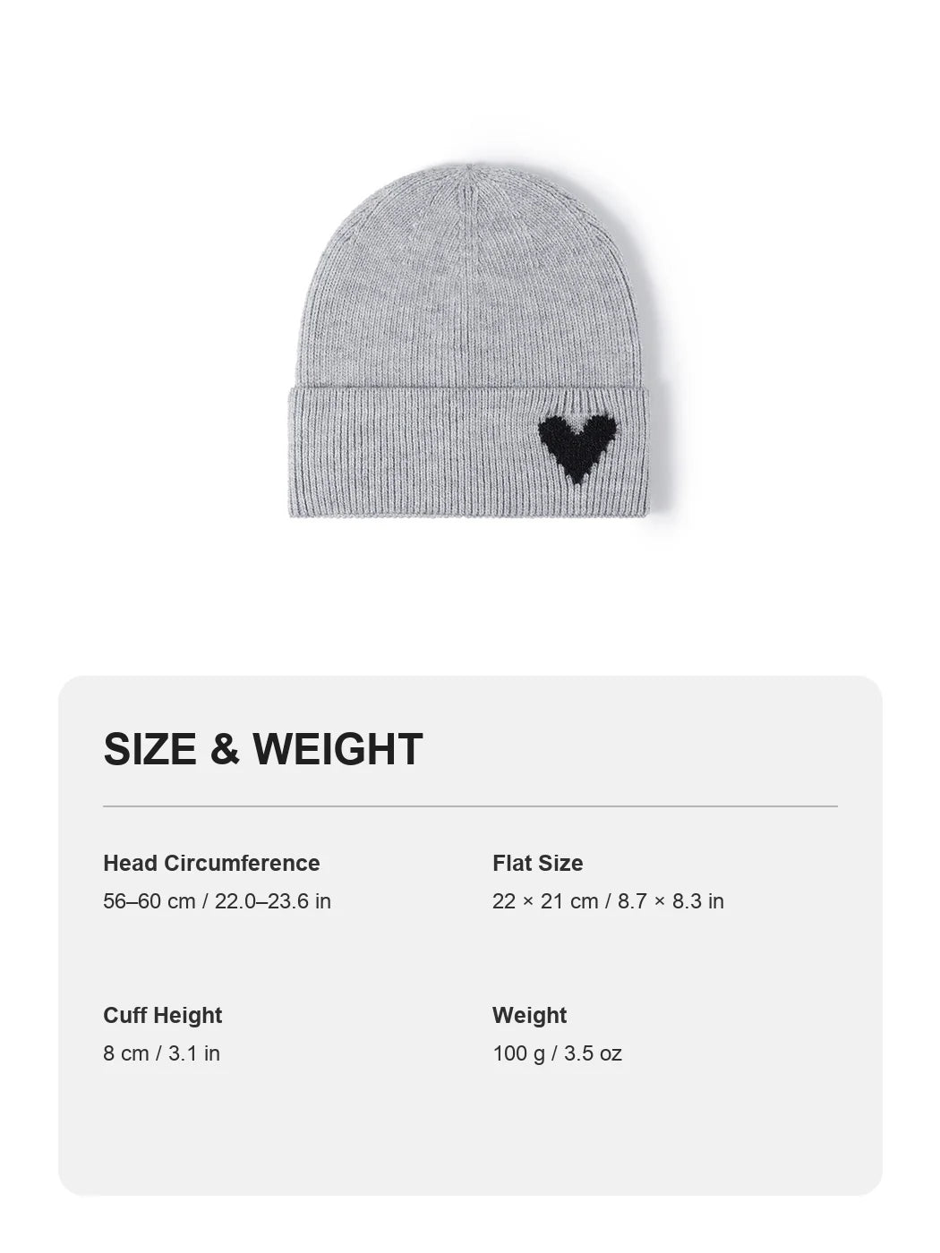 Haila - Heart Accent Cuffed Knit Beanie