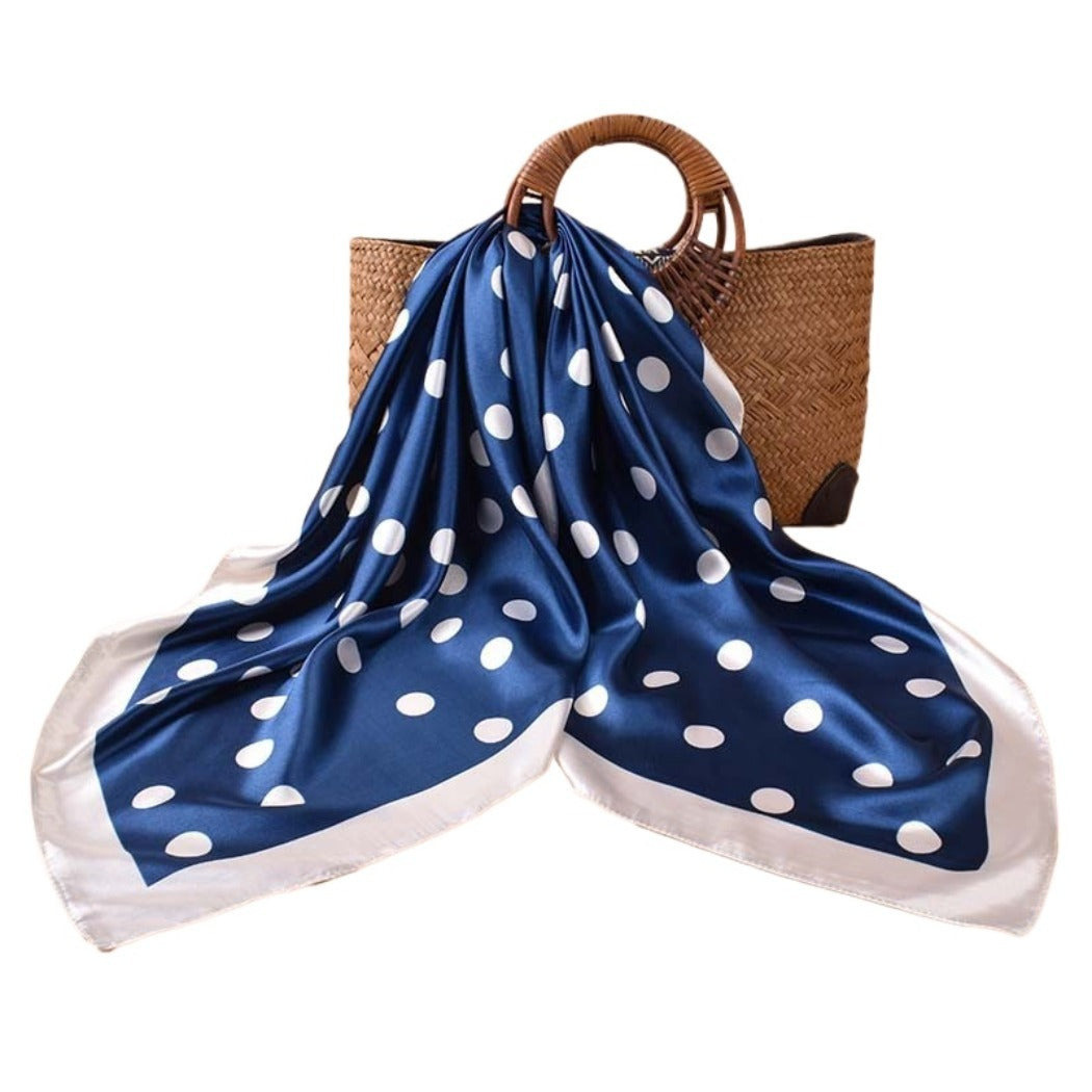 Scarvii - Vintage Polka Dot Silky Square Scarf