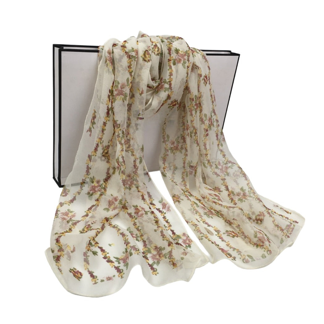 Scarvii - Vines Flower Print Scarf - Cool & Soft