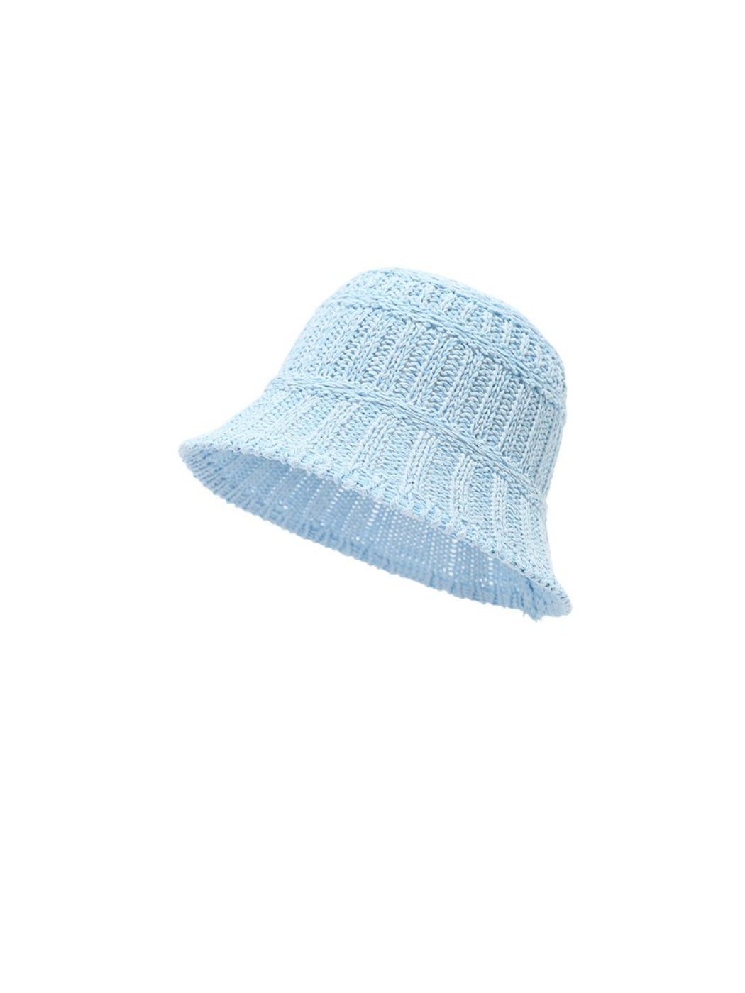 Haila textured stripe knit bucket hat folded to show knit texture and stripe detail