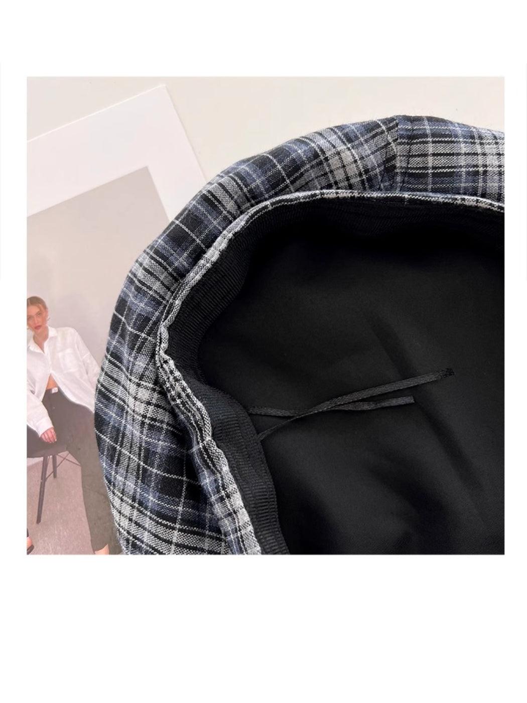 Haila - Plaid Patch Casual Beret Hat