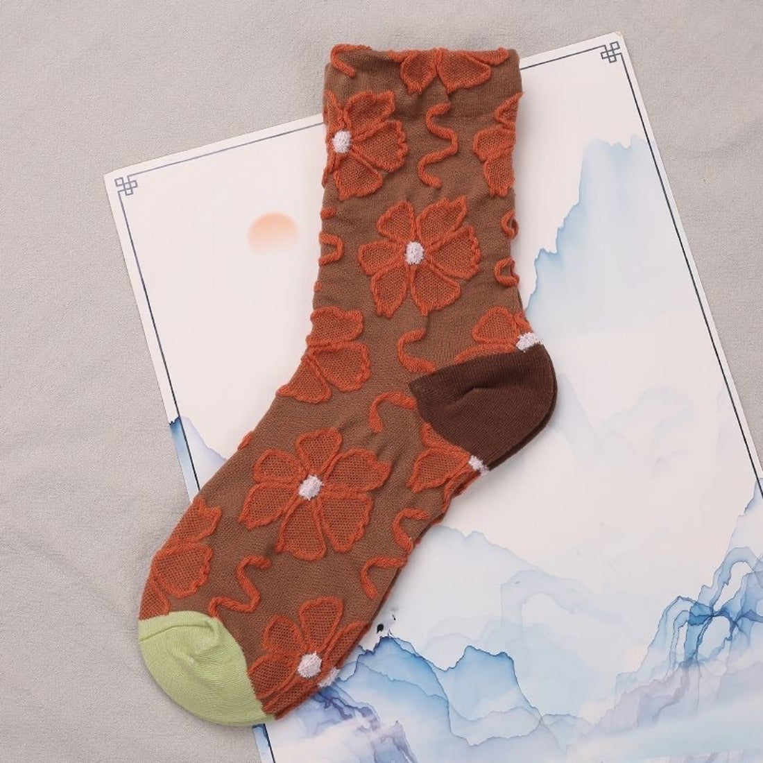 Rufia - Orange Embossed Women's Socks
