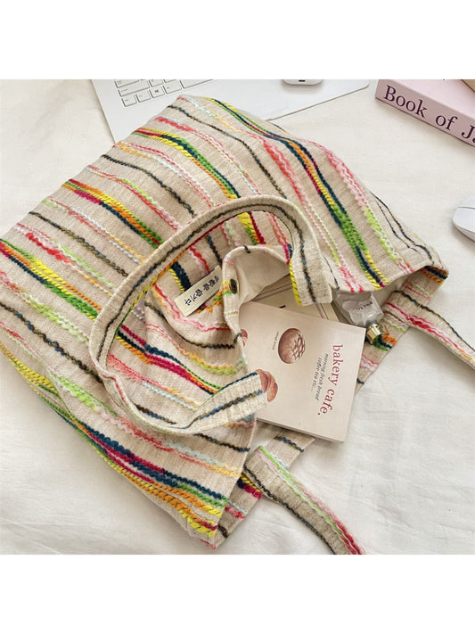 Cosbai - Multicolor Stripe Tote Bag