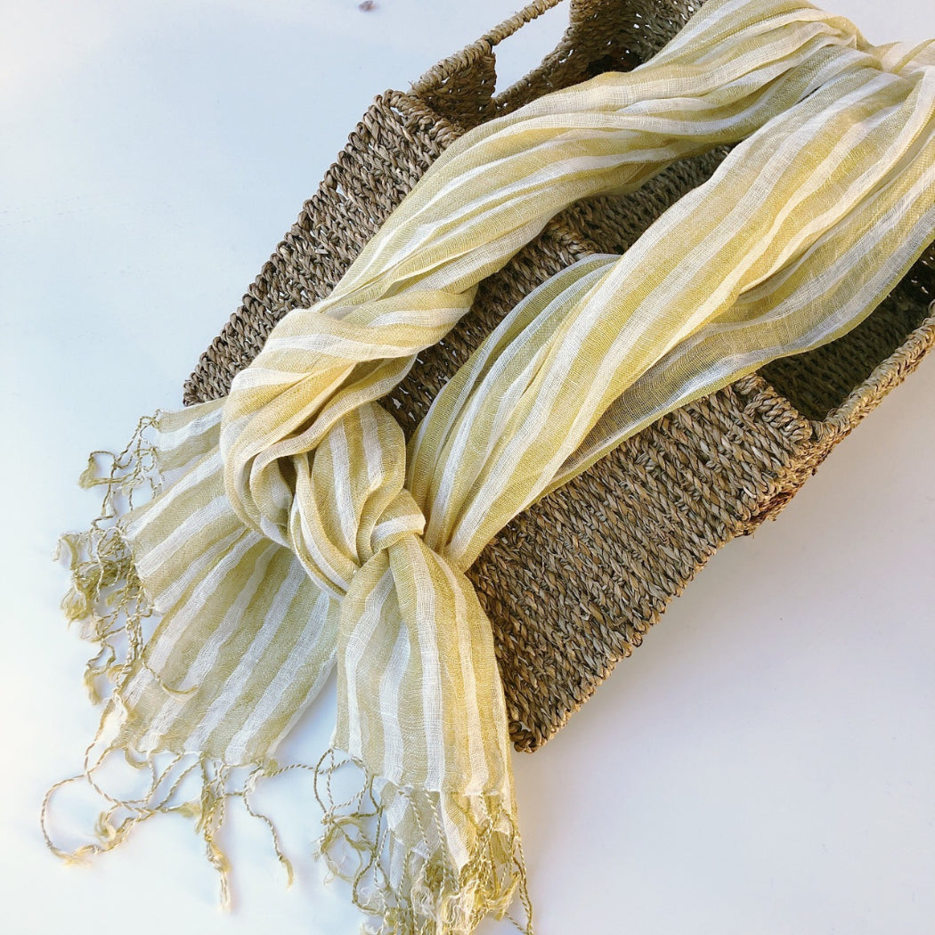 Scarvii - Yellow-And-White Striped Scarf – For Summer & Stylish