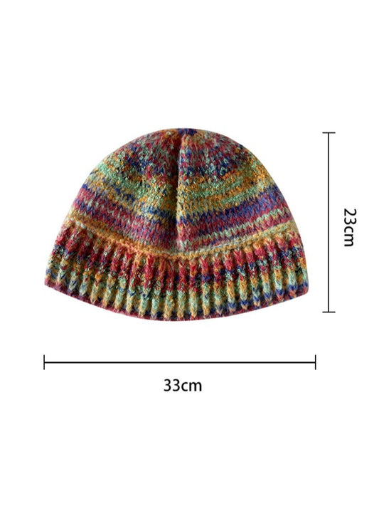 Haila - Winter Vintage Striped Color-Blend Knitted Beanie