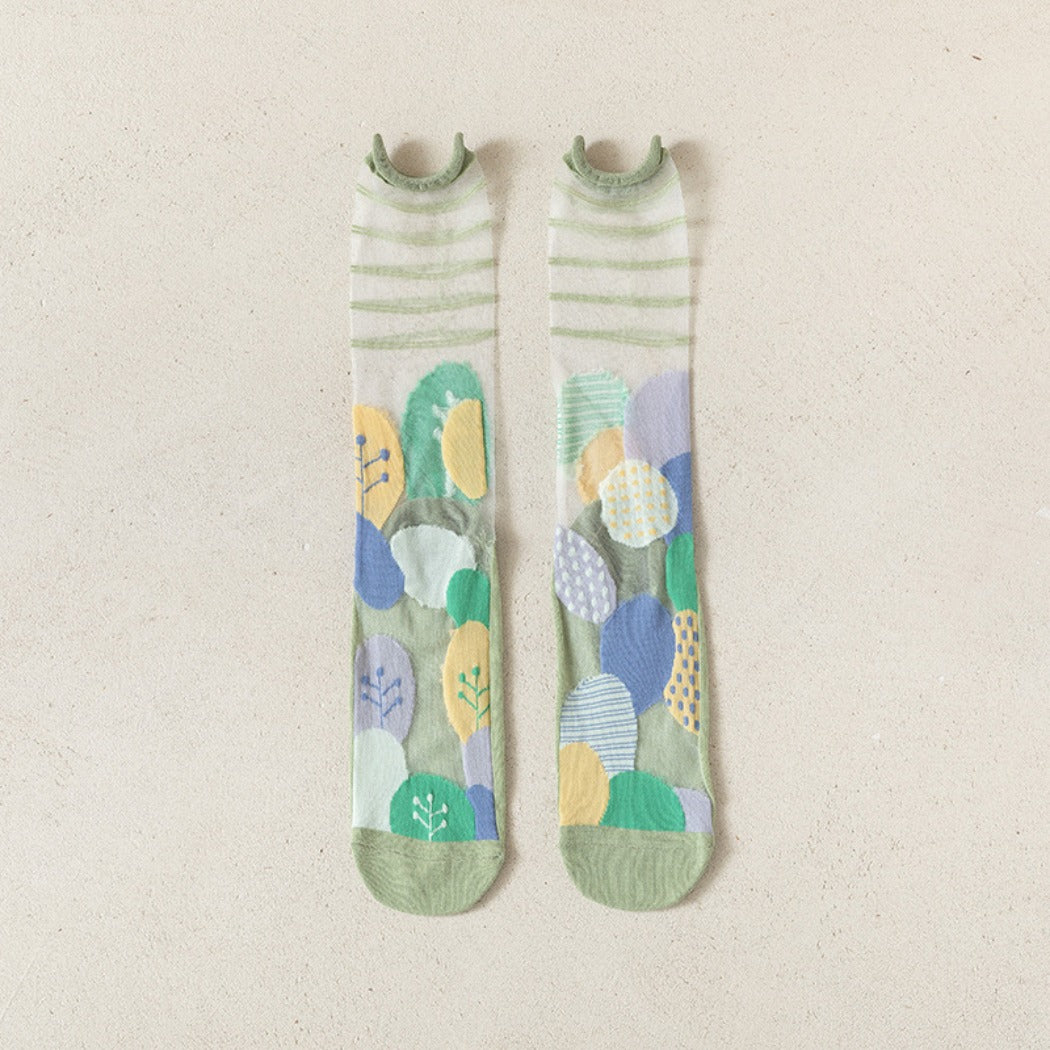 Rufia- Artistic Pattern Sheer Summer Socks