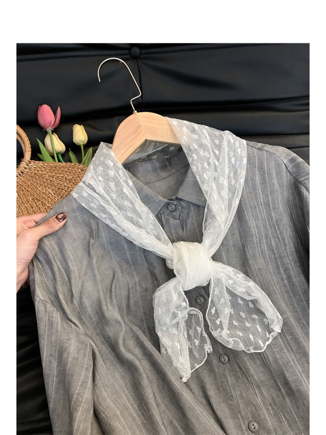 Scarvii Romantic Mesh Neck Scarf displayed with soft lighting highlighting texture
