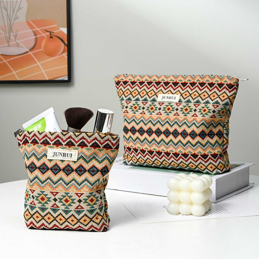 Cosbai - Boho Chic Clutch Makeup Bag With Zipper