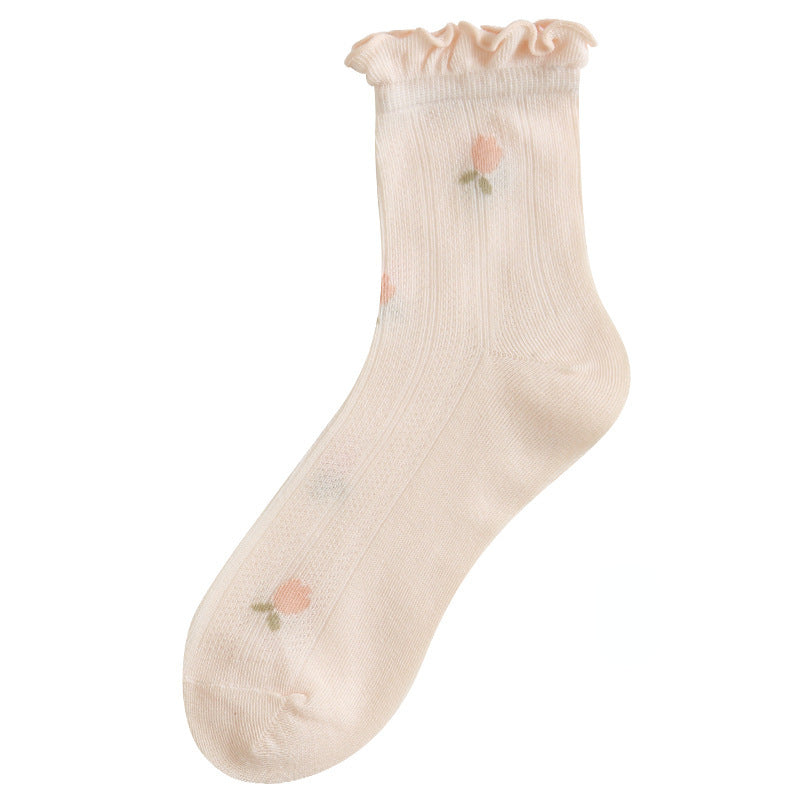 Rufia - Floral Print Ruffle Socks