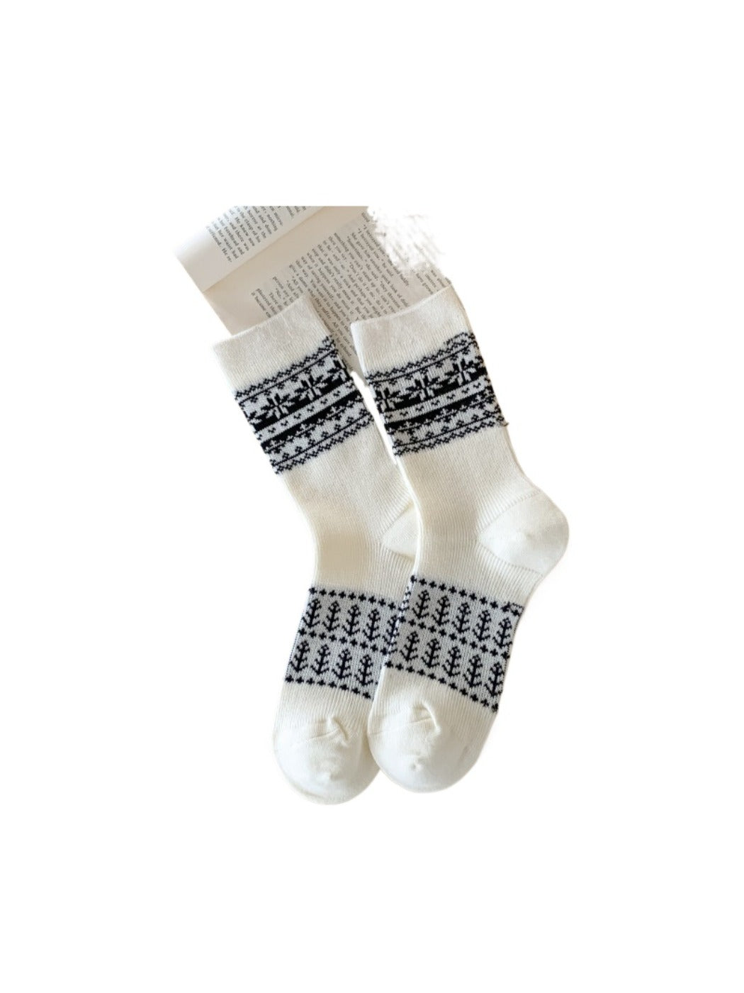 Rufia - Double-knit Mid-calf Socks with Bohemian-style