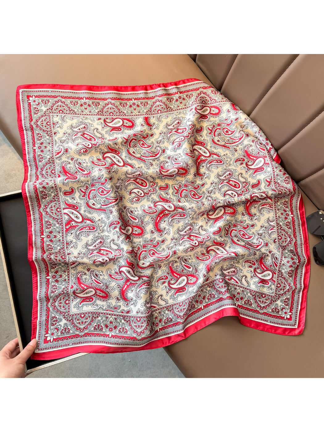 Scarvii Decorative Border Paisley Square Scarf